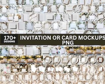 Canva Card Mockups, Boho Minimalist Invitation Stationery (PNG Digital)