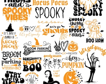 Vintage Halloween Sign SVG Bundle, Spooky Coquette Designs (PNG, EPS)