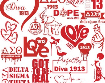 Delta Sigma Theta SVG-paket: DST 1913, Elefant Clipart (digital nedladdning)