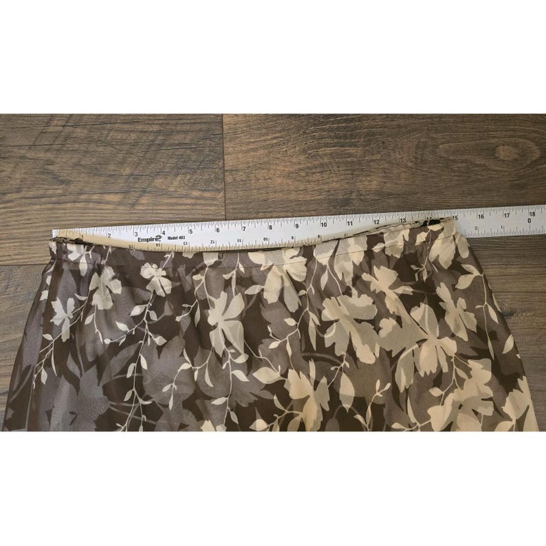 Jupe à fleurs 100 % soie Adrianna Papell 14P marron blanc Y2K vintage Midi image 7