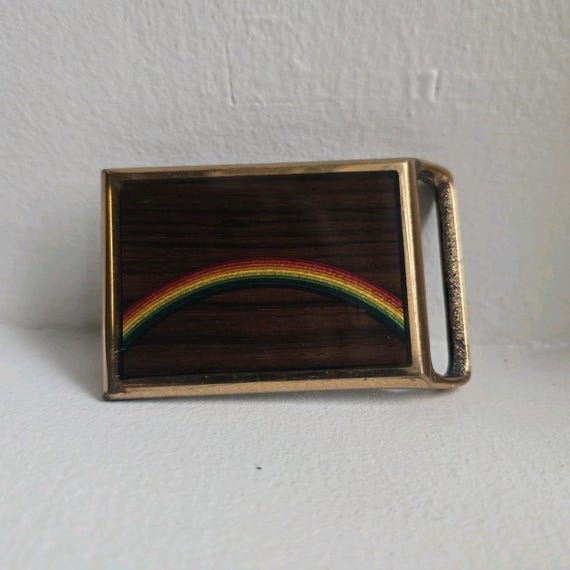 Vintage Tech Ether Guild Solid Brass Rainbow Belt… - image 2