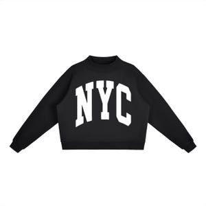 NYC New York Mockneck Sweatshirt | Women's Oversized Neutral Pullover | Minimalist Everyday Streetwear
