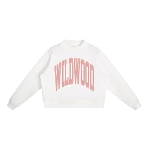 Wildwood Mock Neck Sweatshirt | Women's Oversized Fit | Crewneck | Rose Quartz Text image 7