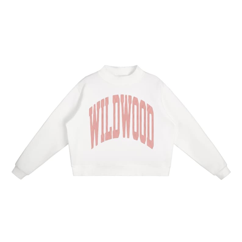 Wildwood Mock Neck Sweatshirt | Women's Oversized Fit | Crewneck | Rose Quartz Text image 7