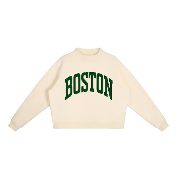 Boston Massachusetts Mock Neck Sweatshirt | Women's Heavyweight Cotton Fleece Pullover | Oversized Fit