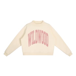 Wildwood Mock Neck Sweatshirt | Women's Oversized Fit | Crewneck | Rose Quartz Text image 1