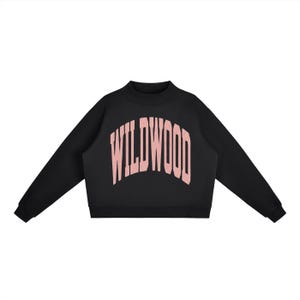 Wildwood Mock Neck Sweatshirt | Women's Oversized Fit | Crewneck | Rose Quartz Text image 6