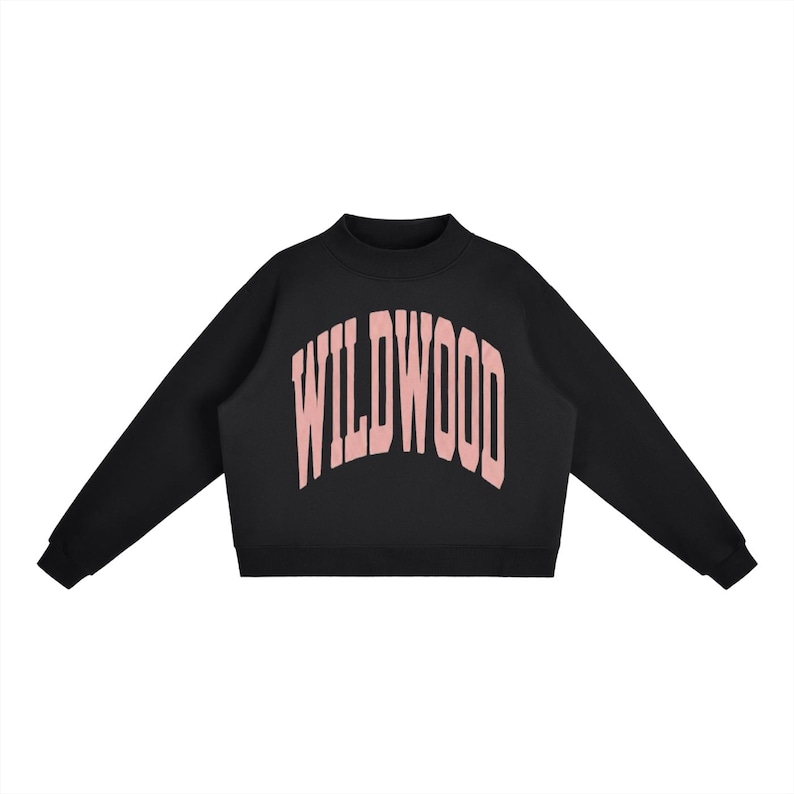 Wildwood Mock Neck Sweatshirt | Women's Oversized Fit | Crewneck | Rose Quartz Text image 6