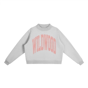 Wildwood Mock Neck Sweatshirt | Women's Oversized Fit | Crewneck | Rose Quartz Text image 5