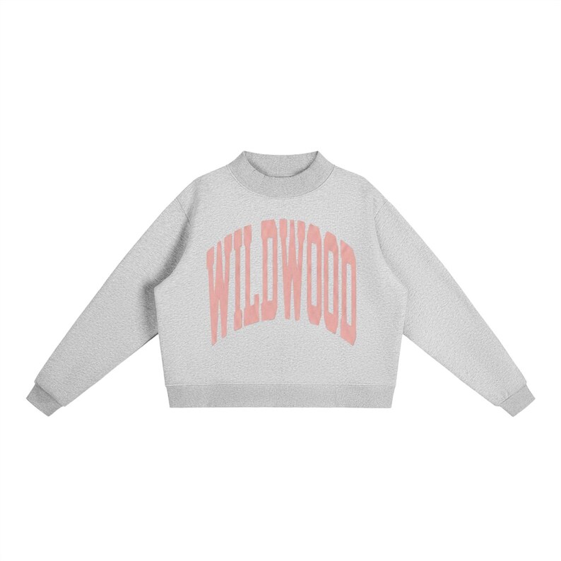 Wildwood Mock Neck Sweatshirt | Women's Oversized Fit | Crewneck | Rose Quartz Text image 5