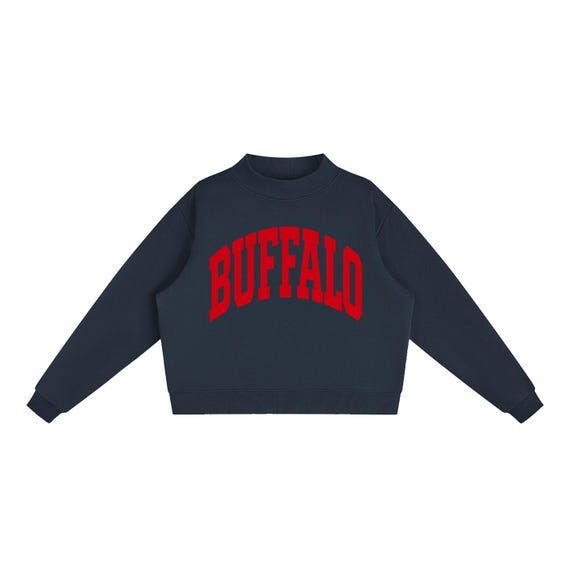 Buffalo New York Mockneck Sweatshirt | Women's Heavyweight Cotton Fleece Pullover | Oversized Fit