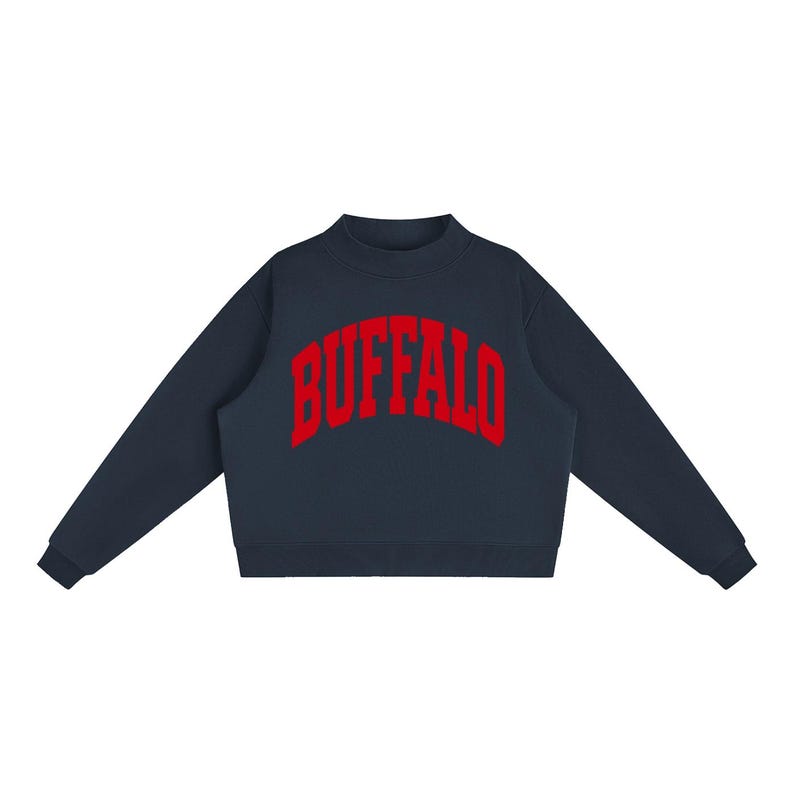 Buffalo New York Mockneck Sweatshirt | Women's Heavyweight Cotton Fleece Pullover | Oversized Fit bild 1