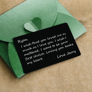 Personalized Wallet Card,Custom Metal Wallet Card,Husband Wallet Card Insert,Laser Engraved Message Card for Him,Gift for Anniversary Day