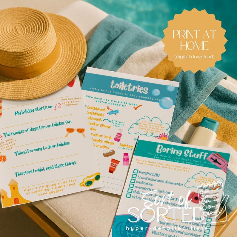 Kid’s Travel Packing List, Printable Summer Holiday Checklist for ...