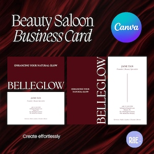 Luxury Beauty Salon Business Card Template Editable Modern Canva Design Bold Elegant Business Card for Esthetician Lash Tech MUA