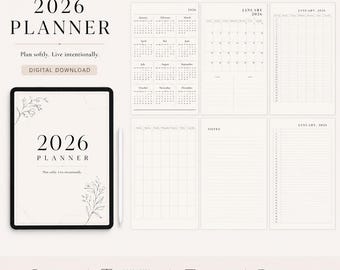 Minimalist 2026 Annual Planner | Digital Planner PDF