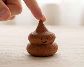 Hand Carved Wood Poop Figurine, Funny Desk Decor, Unique Stress Relief Miniature Gag Gift