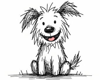 30 Original Scribble Dogs Clipart by Atelier Greenleaf | Black & White Dog | JPG | Digital Download