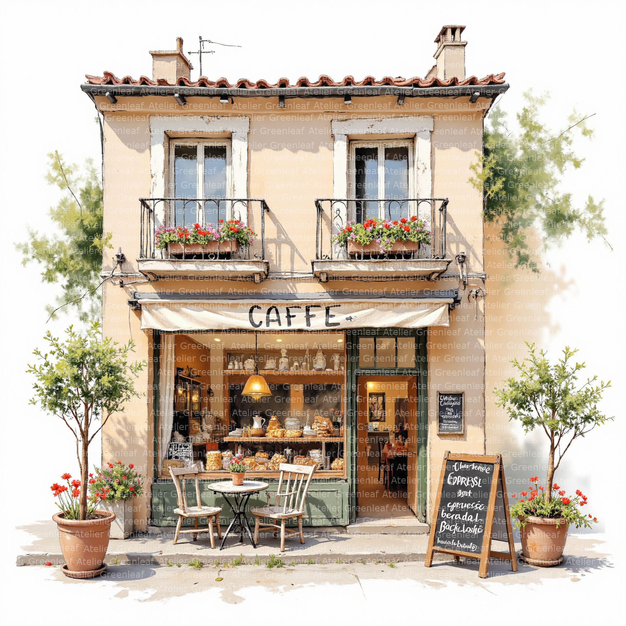 14 Street Cafe Clipart, Cafe Drawing, Printable Watercolor, Jpgs ...