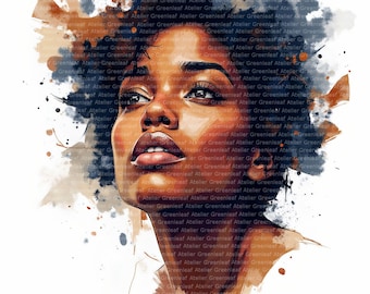 16 Abstract Black Woman | Portrait Art | Watercolor Female Painting | Artwork Print | Digital Download