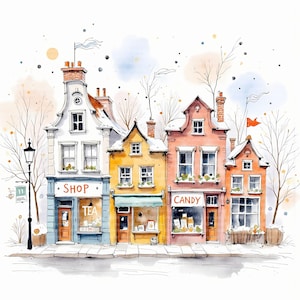 14 Doodle Main Street Shops Clipart | Whimsical Storefront Art ...