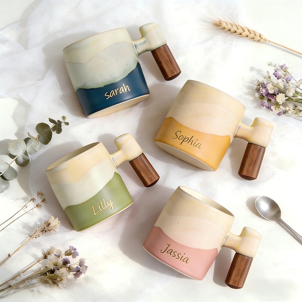 Handgefertigte Keramik Shooting Tasse, personalisierte Laser gravierte Keramiktasse, benutzerdefinierte Tasse mit Namen, Keramiktasse Schale Keramik Kaffeetasse für Kaffeeliebhaber