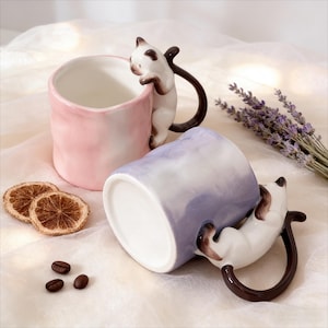 Taza de café personalizada para amantes de los gatos, taza de cerámica artesanal con temática de gatos, regalos conmemorativos para mascotas, taza para dueños de gatos, taza de café para ella.