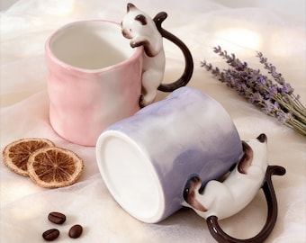 Taza de café personalizada para amantes de los gatos, taza de cerámica artesanal con temática de gatos, regalos conmemorativos para mascotas, taza para dueños de gatos, taza de café para ella.