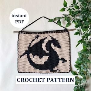 Dragon Tapestry Crochet Pattern | Medieval Inspired Wall Art | Bookish DIY Decor | Instant Download English PDF