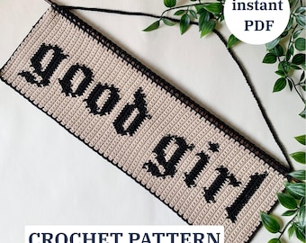 Good Girl Tapestry Crochet Pattern | Gothic Wall Art or Desk Mat | Bookish DIY Decor | Instant Download English PDF