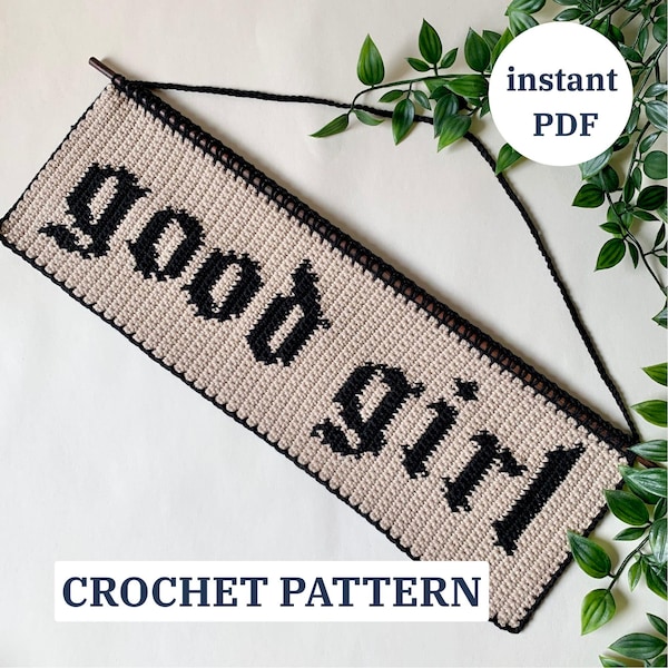 Good Girl Tapestry Crochet Pattern | Gothic Wall Art or Desk Mat | Bookish DIY Decor | Instant Download English PDF