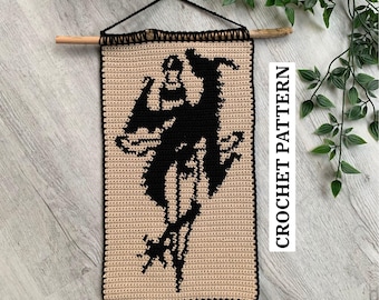 Dragon Dagger Tapestry Crochet Pattern | Romantasy Wall Art | Bookish DIY Decor | Instant Download English PDF