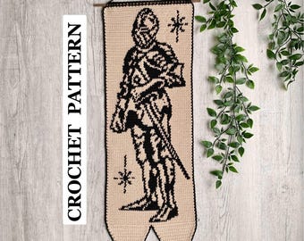 Knight Tapestry Crochet Pattern | Medieval Banner Wall Hanging | Castlecore Decor