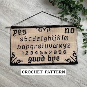 Ouija-Inspired Tapestry Crochet Pattern | Spirit Board Wall Hanging \ Desk Mat | English PDF