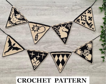 Whimsical Bunting Tapestry Crochet Pattern | Fantasy Medieval Decor