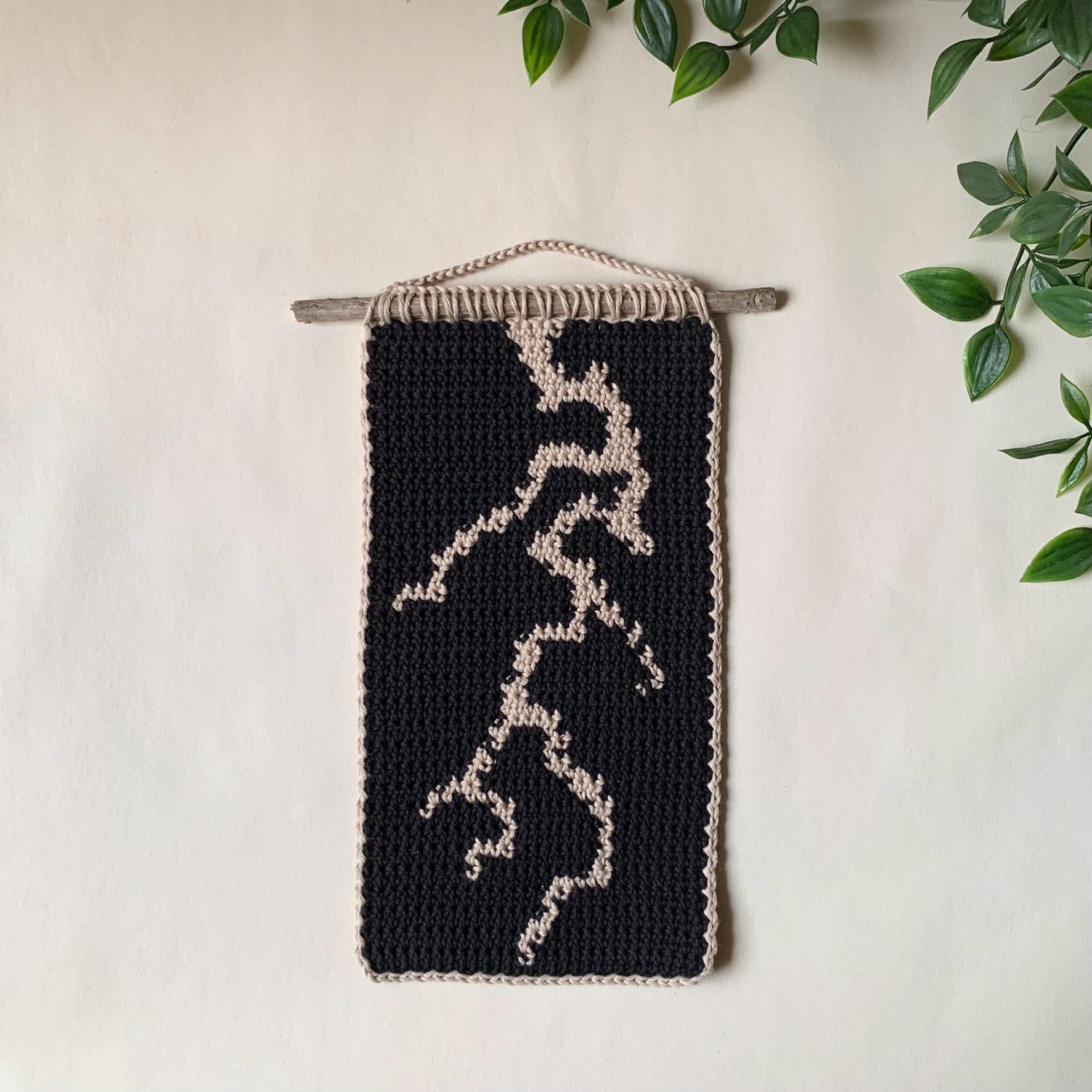 Lightning & Shadows Tapestry Crochet Pattern | Alt Wall Hanging