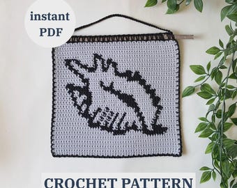 Tapestry Crochet Pattern | Mermaid's Shell |  Coastal Wall Hanging | Beachy Over the Bed Crochet Wall Art | Instant Download English PDF