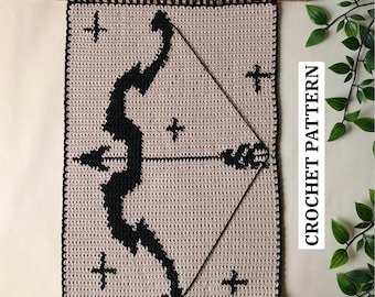 Bow & Arrow Tapestry Crochet Pattern | Romantasy Wall Art | Bookish DIY Decor | Instant Download English PDF
