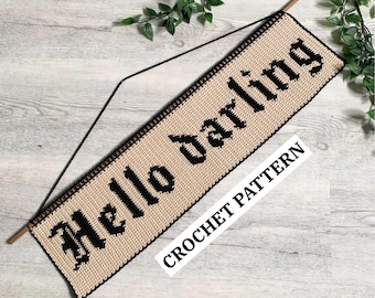 Hello Darling Tapestry Crochet Pattern | Bookish Wall Hanging or Desk Mat | DIY Wall Art | Instant Download English PDF