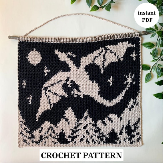 Dragon Tapestry Crochet Pattern | Romantasy Inspired Wall Art | Bookish DIY Decor | Instant Download English PDF