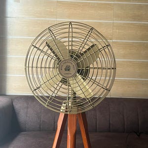 Brown finish Pedestal Tripod Fan | 4-Speed Regulator  Fan | 54” Full Height Modern Decor Fan Nautical Wooden Stating  Air floor fan Fan