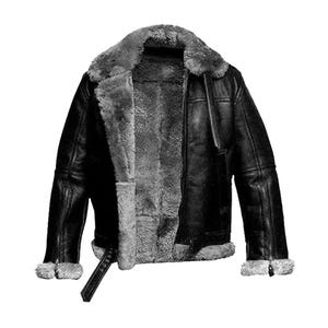 Blouson aviateur en peau de mouton retournée pour hommes : manteau aviateur RAF en cuir de mouton véritable