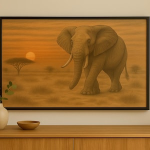 Elephant Savannah Sketch- Elephant Art | Elephant Gift | Digital Download | Printable Poster