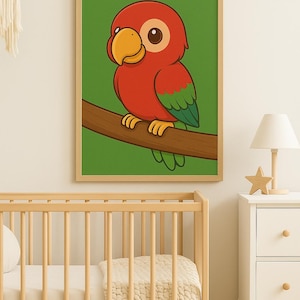 Tropical Trio Parrot- Nursery Art | Baby Animal Art | Digital Download | Printable Poster