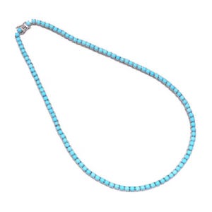 Turquoise Tennis Necklace For Women, Sleeping Beauty Turquoise Necklace, Anniversary Gift For Her, Birthday Gift, Round Turquoise Necklace