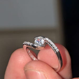 genuine natural white topaz ring wedding engagement ring round cut sterling silver ring solitaire birthstone gemstone ring