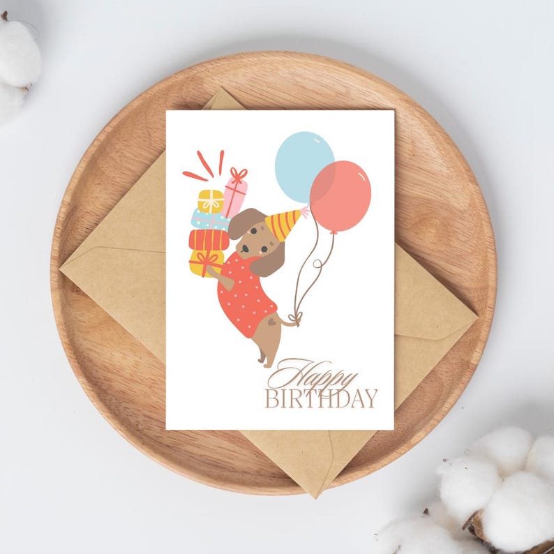 Printable Dog Birthday Card | Cute Puppy Birthday Card | Digital ...