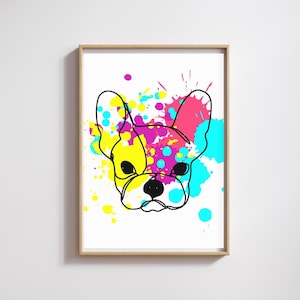 Sztuka ścienna z psem Sztuka do druku z psem Sztuka ścienna Wydruki w ramkach Sztuka ścienna w biurze Modna sztuka ścienna Wydruki w ramkach Sztuka pop-art z psem Sztuka ścienna na płótnie