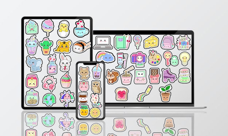 Kawaii Pastel Digital Stickers: Goodnotes Planner Scrapbook Set (PNG ...