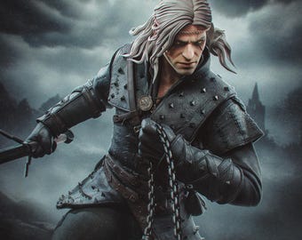 Geralt of Rivia – The Witcher (unpainted raw resin, 25.1 cm – 100% scale)